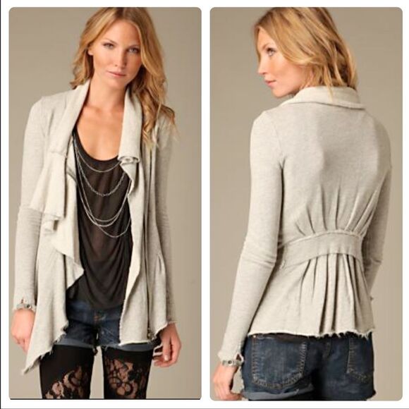 We The Free Tops - We the Free Free People Ebb and Flow Zip Up Ruffle Sweatshirt size XS Gray